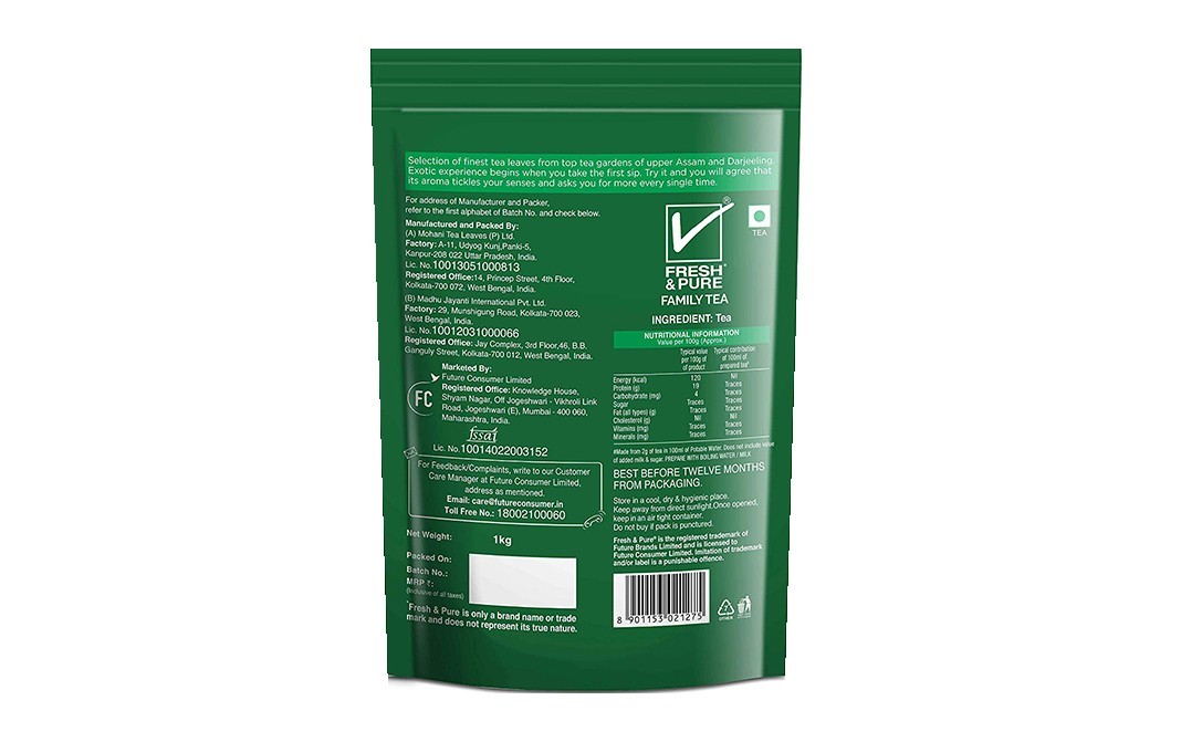 Fresh & Pure Family Tea    Pack  1 kilogram